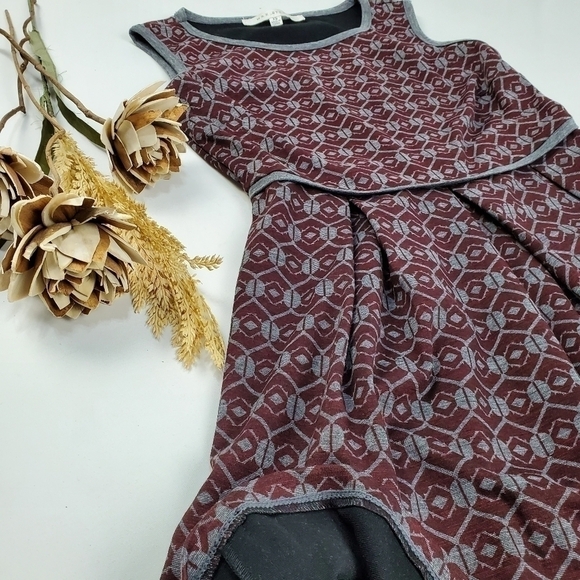 Max Studio Grey Red Flirty Fit and Flare Dress XS - Picture 3 of 9